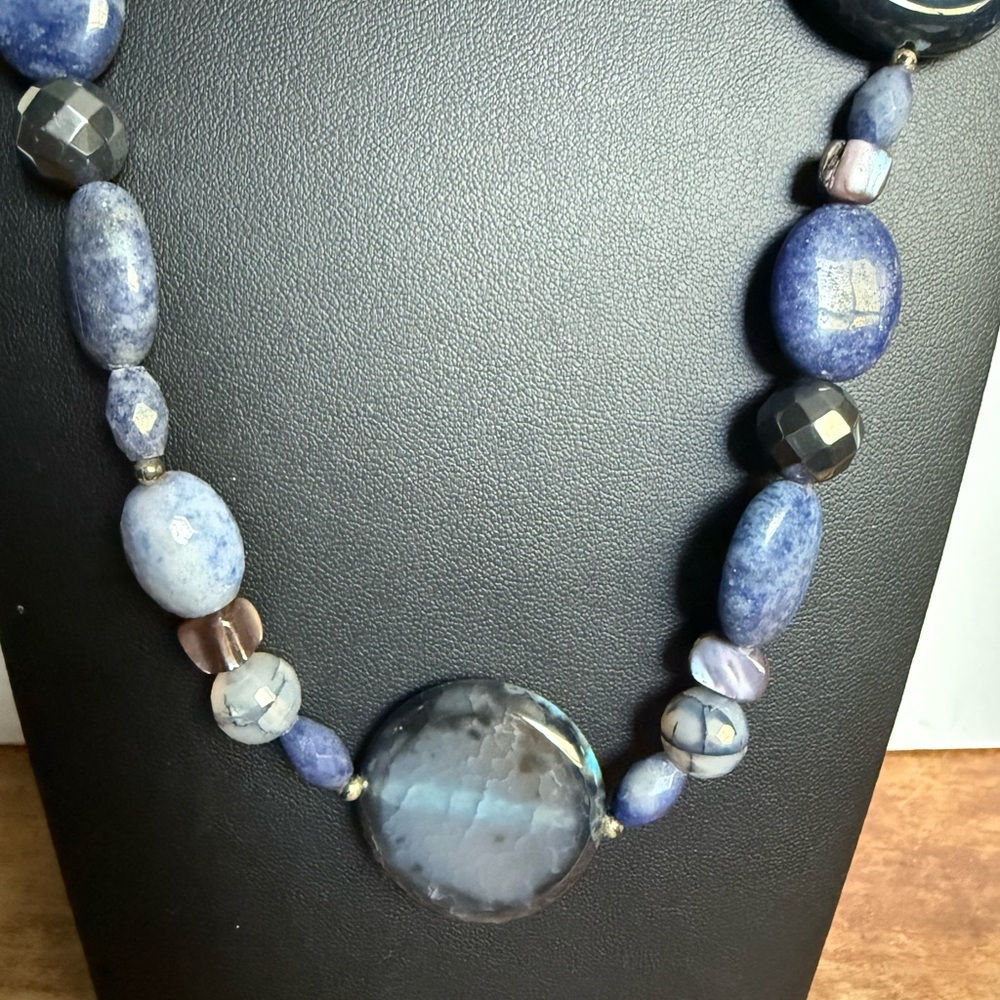 Barse 926 Blue Agate Beaded Necklace